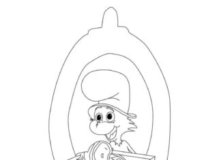 coloring page cartoon character green eggs and ham holds food