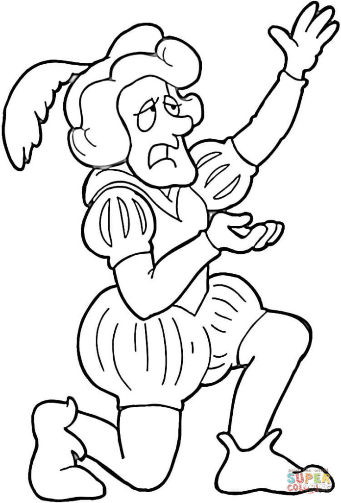 coloring page cartoon character kneels