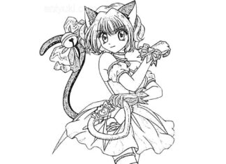 Coloring book fairy tale character with tokyo mew mew fairy tale bell
