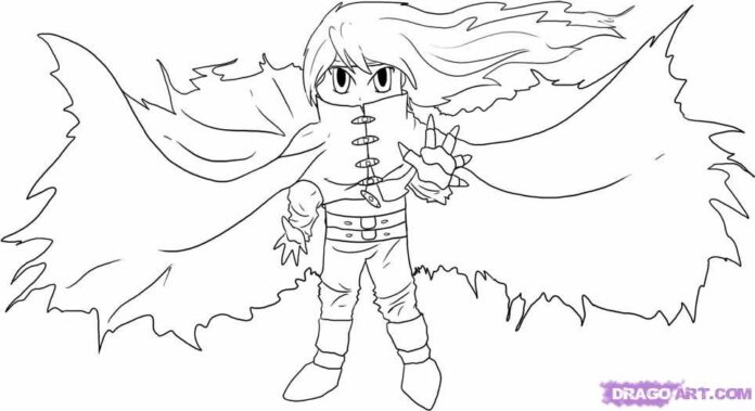 kolorowanka postać z bajki ze skrzydłami w bajce final fantasy