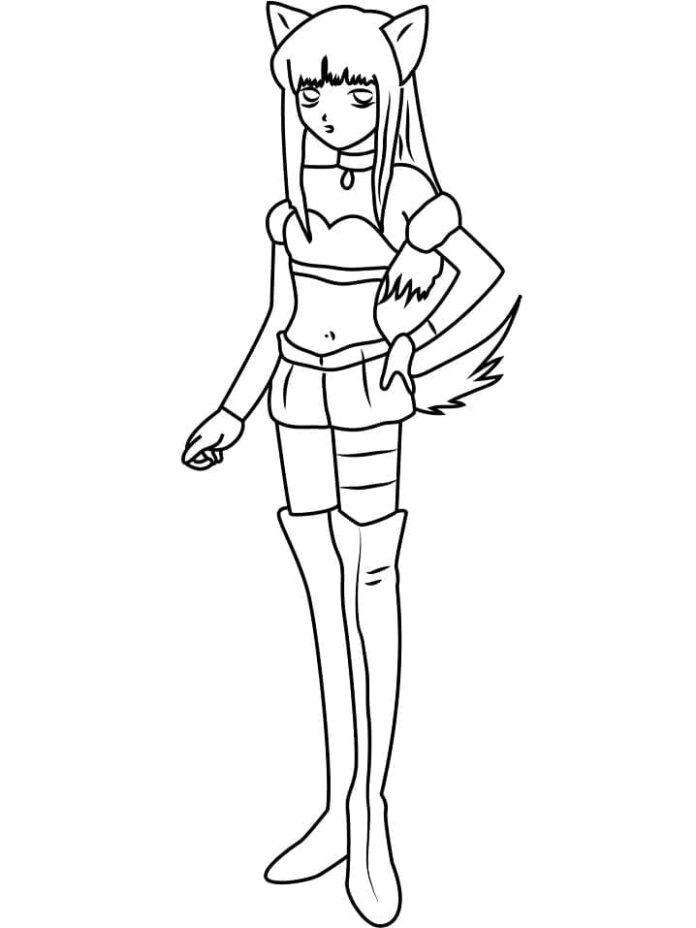 Printable coloring book character with ears from the fairy tale of tokyo mew gulls