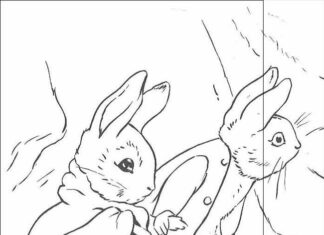 página de colorir personagens de contos de fadas Peter Rabbit