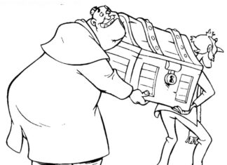 coloring page characters carry crates