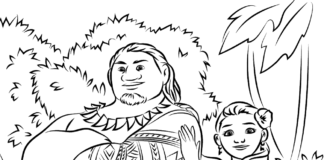 A coloring book of characters from the fairy tale Moana