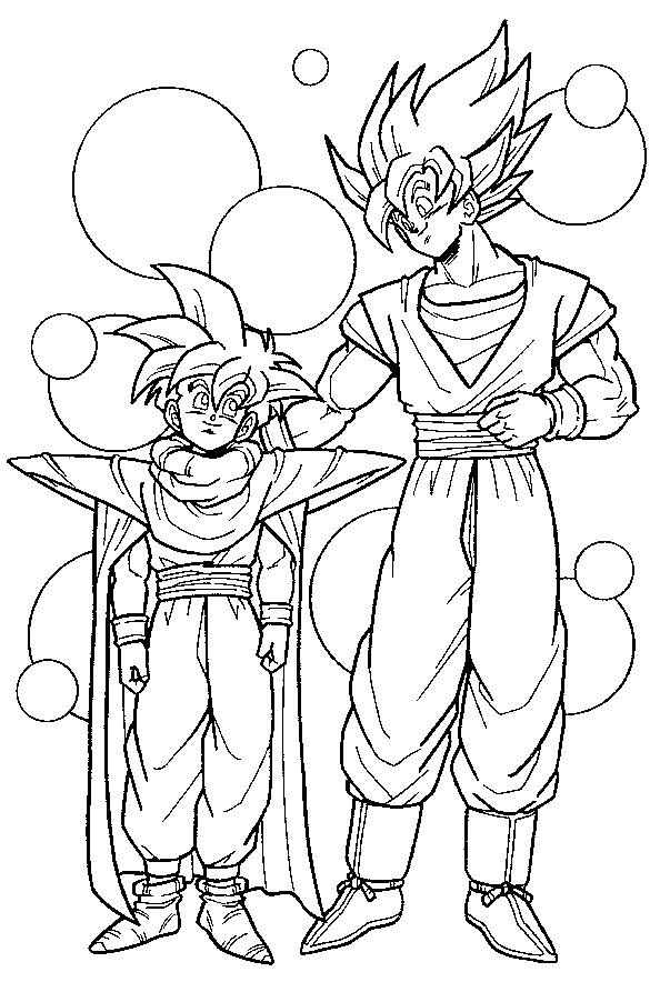 Coloring book cartoon characters standing next to each other