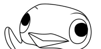 Coloring sheet bird character from Anima Crossing printable game for kids