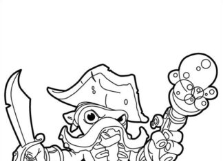 Coloring page of the post-octopus with a sword from the skylanders cartoon