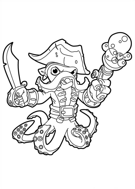 Coloring page of the post-octopus with a sword from the skylanders cartoon