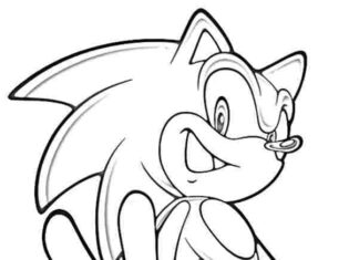 Farvelægningsbog med Sonic i posering, der kan printes