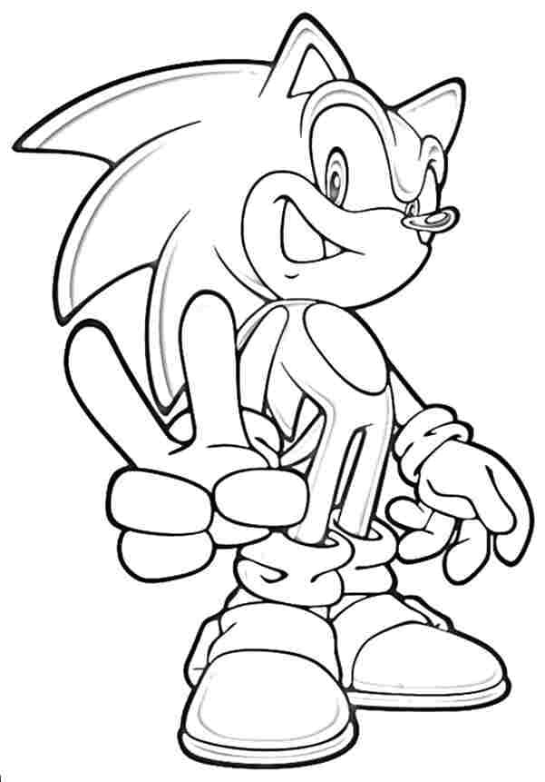 Printable coloring book of Sonic posing