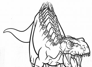Omalovánky prehistorický indoraptor běží - dinosaurus pro děti k vytisknutí