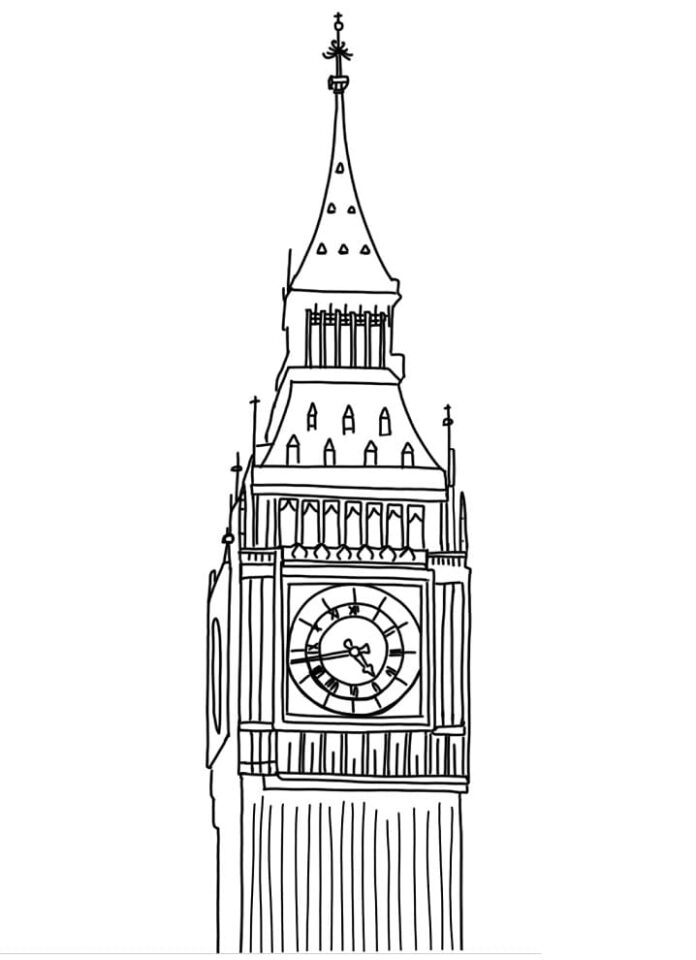 coloring page of the beautiful architecture of Big Ben