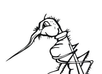 Coloring book of a lurking insect with a long nose