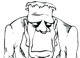 feuille de coloriage du personnage de dessin animé frankenstein