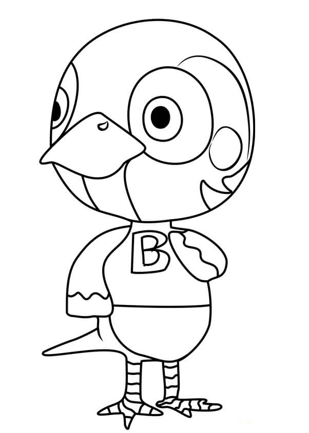 coloring page bird with the letter B animal crossing