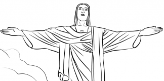 coloring page religious statue - Christ Monument in Brazil