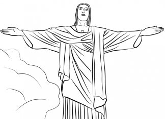 page à colorier statue religieuse - Monument au Christ au Brésil