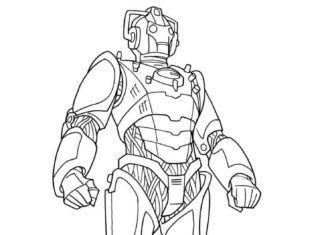 pagina da colorare del robot del cartone animato Doctor Who