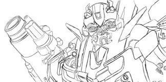 Printable coloring book of the robot from the movie Bumblebee