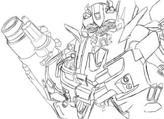 Printable coloring book of the robot from the movie Bumblebee