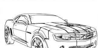 libro para colorear del coche Chevrolet con Bumblebee