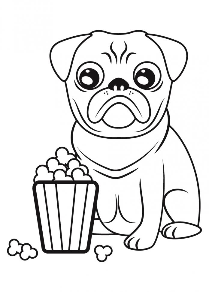 page à colorier sad moppet avec popcorn