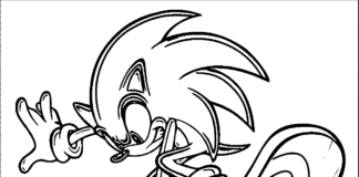 coloring page sonic on a skateboard