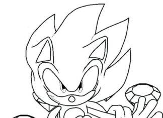 Printable coloring book sonic with diamonds