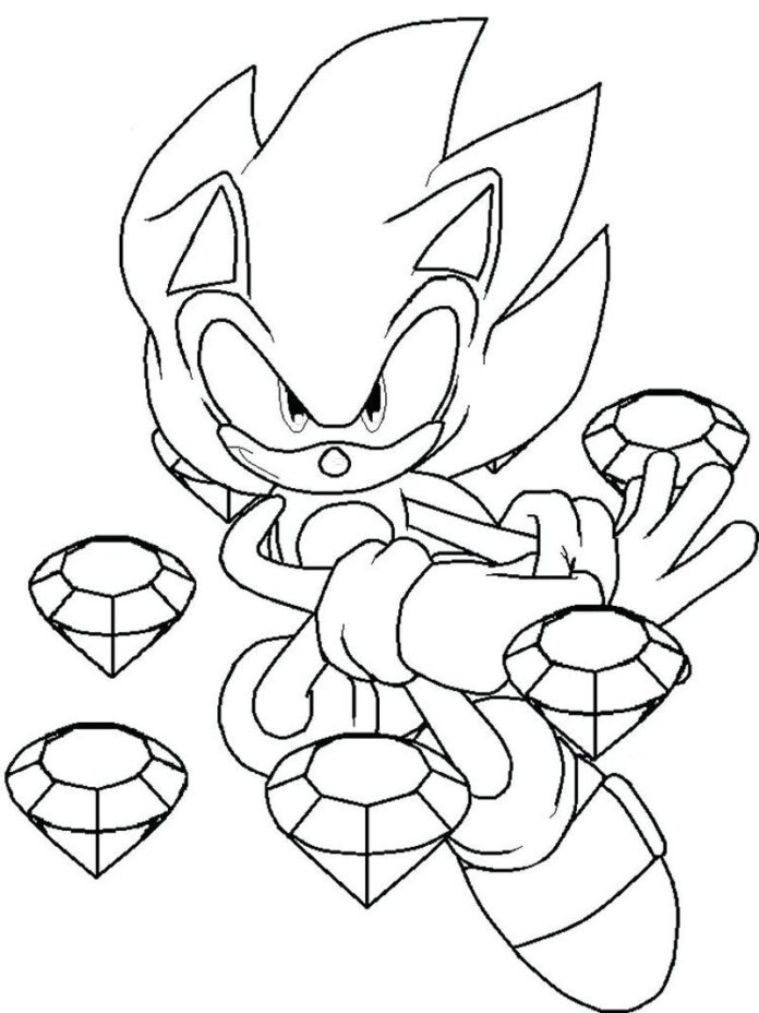 Omaľovánky na vytlačenie Sonic s diamantmi