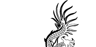 coloring page ancient Chinese creature