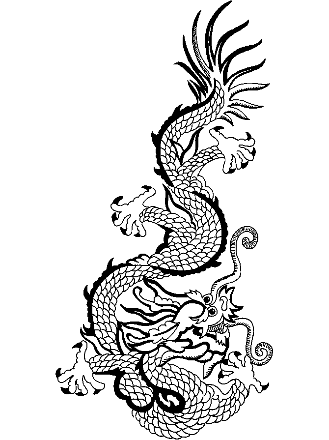 page à colorier ancienne créature chinoise