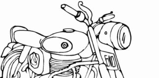 page à colorier vieille moto harley davidson