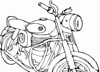 väritys sivu vanha harley davidson moottoripyörä