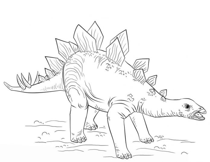 vyfarbovanie stegosaura revúceho na tlač dinosaurov