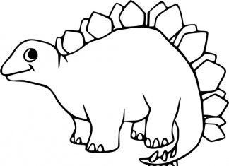 塗り絵ステゴザウルス（しっぽと背中にトゲがある） - 子供向け恐竜