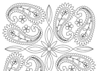 Coloring template flowers dashes and curves