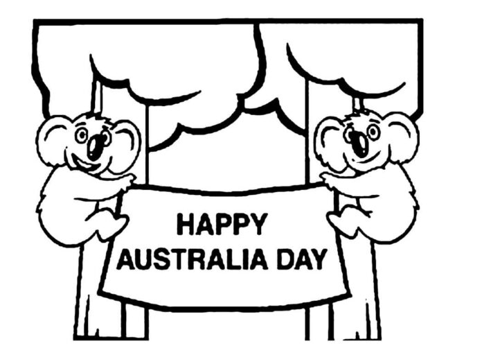 coloring page happy australian day
