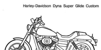 Harley Davidson nagysebességű motorkerékpár színezőkönyv