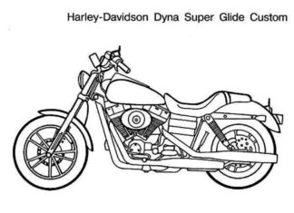 ハーレーダビッドソン高速バイクの塗り絵