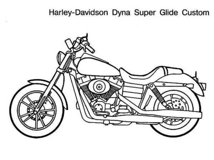 livro de colorir da motocicleta rápida Harley Davidson