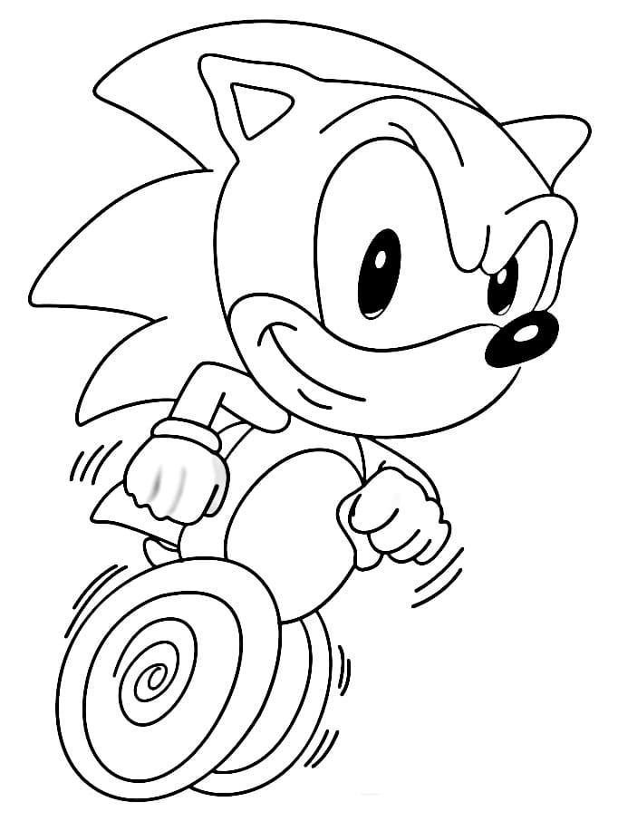 coloring page fast running sonic