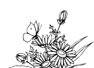 Coloring book tattoo of a bouquet of flowers