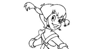 Printable coloring book of the title character of the fairy tale pippi longstocking