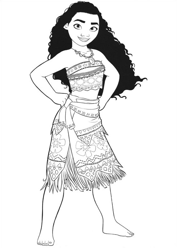 Coloring book of the title character from the fairy tale Moana