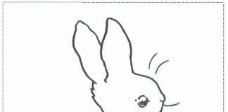 feuille à colorier du personnage titre du conte de fées Pierre le lapin