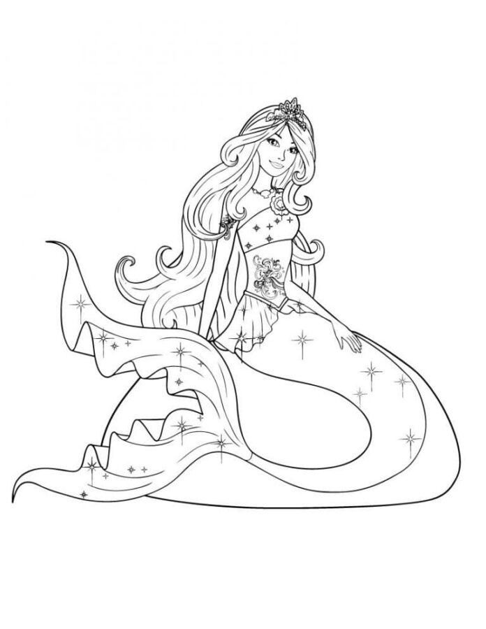 coloring book smiling barbie mermaid