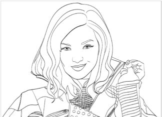 Coloring page smiling girl from descendants fairy tale