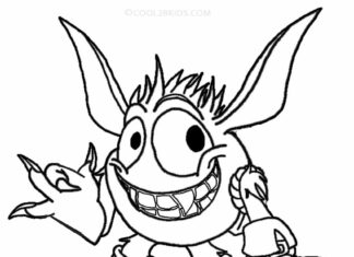 colorare personaggio sorridente in skylanders cartone animato stampabile per bambini