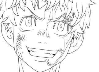 Malebog med smilende tegneseriefigur Tokyo Revengers