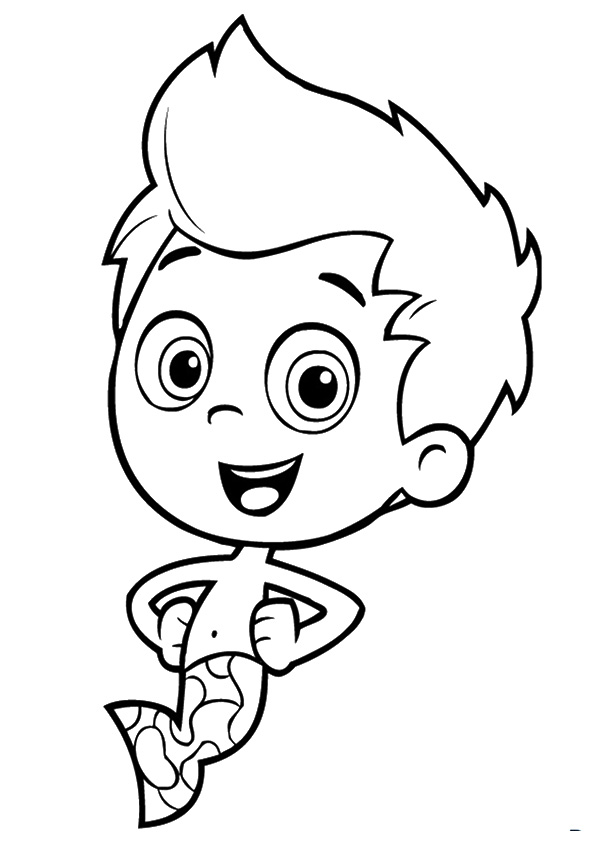 Coloring book smiling character from bubble guppies cartoon